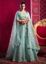 Premium Net Sky Blue Bridal Wear Zarkan Work Lehenga Choli